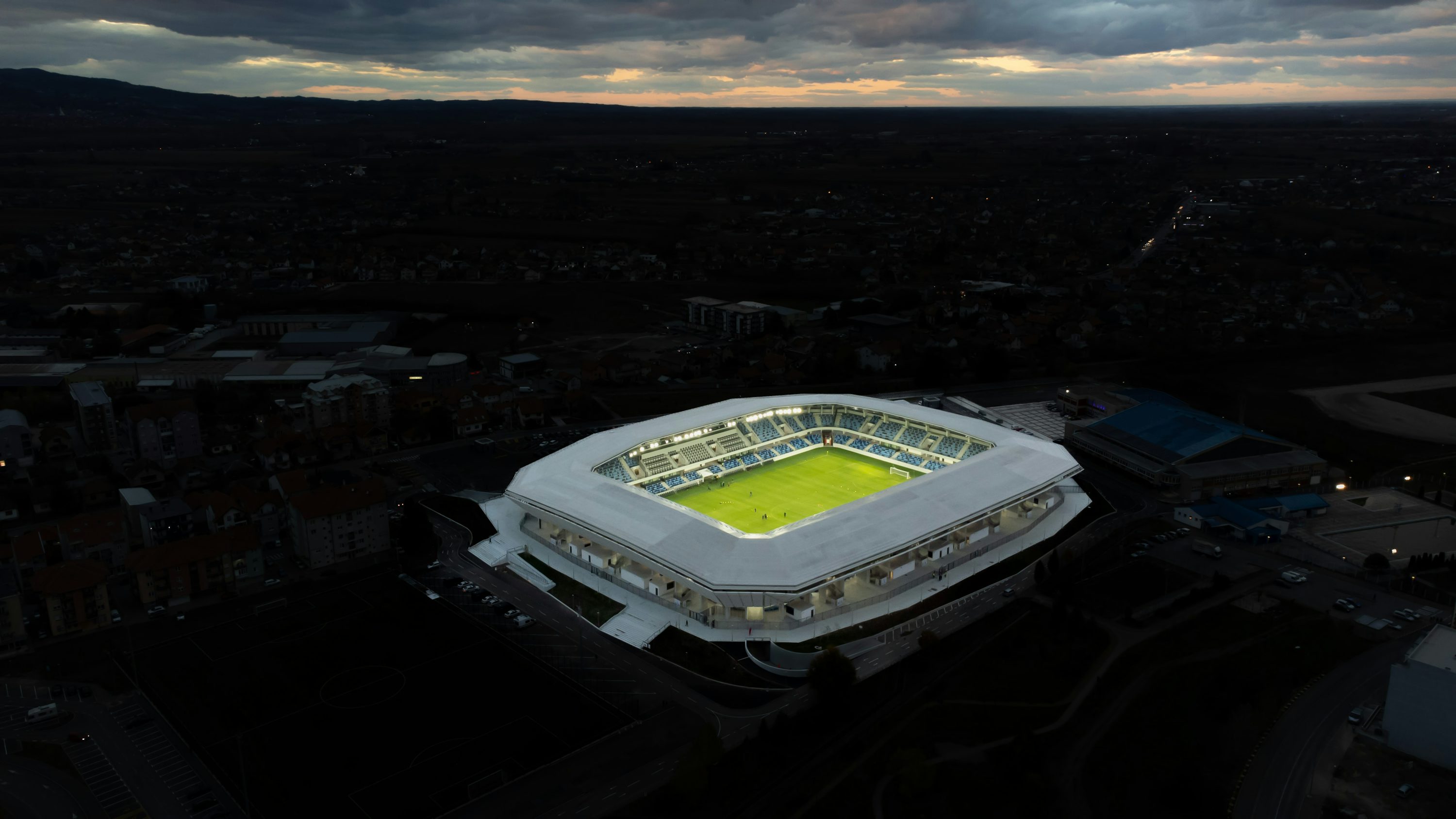 Football stadium aerial view